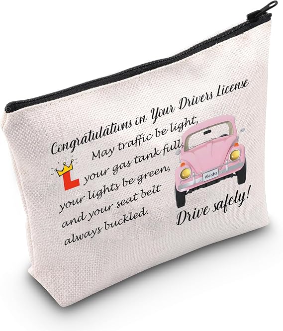 MEIKIUP New Driver Makeup Bag Passing Driving Test Gifts for Women Birthdays Gift for Daughter Driver Travel Bag (Passin