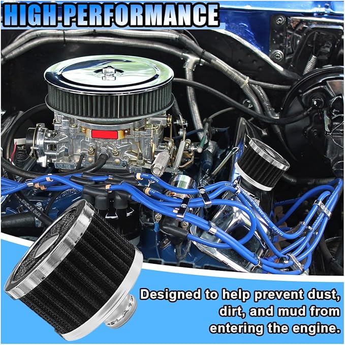 23mm Car Air Filter, 0.9'' High Flow Vent Valve Cover, Breather Filter, Universal Cold Air Intake Filter Breather, Car Accessories Fits Car Motorcycle (Black)