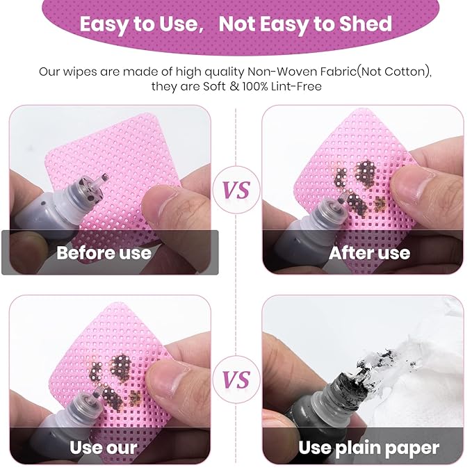 540 PCS Lint Free Nail Wipes, Eyelash Extension Glue Wipes, Super Absorbent Soft Non-woven Fabric Nail Polish Remover Wipes, Cleaning Pad Cloth for Lash Extension Supplies & Nail Polish Bottle(Pink)