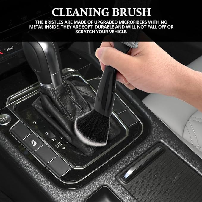 Universal 2 in 1 Duster for Car Clean, Car Vent Cleaner, Double Head Brush, Car Cleaning Accessories Interior Washing Brush Fit for Vehicle Dashboard Screen, Air Conditioning, Computer (Black)