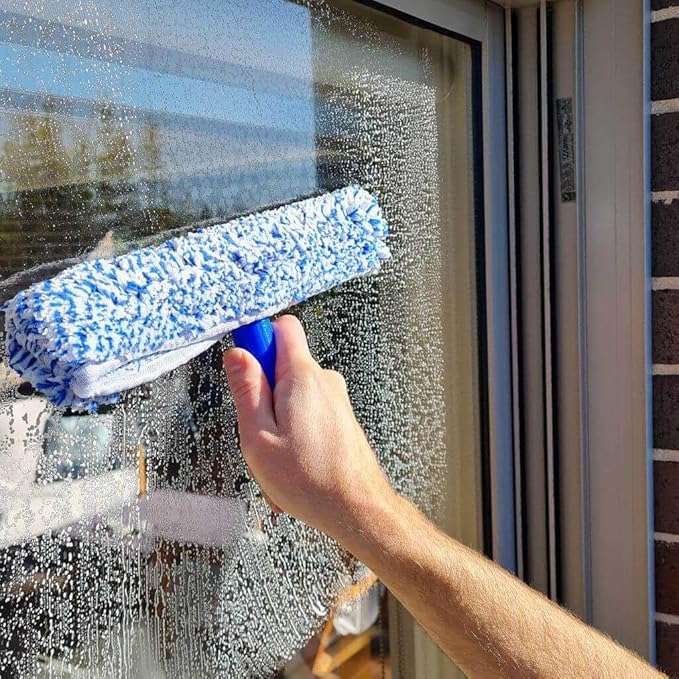 Squeegee & Window Washer Combo - Professional Grade Cleaning Tool for Sparkling Windows, Glass, and Surfaces - Ergonomic Design for Effortless Cleaning
