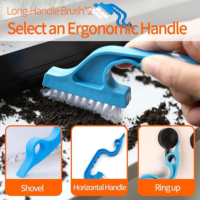 11PCS Window Track Cleaning Tools - Deep Clean Groove Gap Cleaning Brush Kit for Window/Door Tracks, Sill, Tile Lines, Kitchen Gunk, Bathroom Counters
