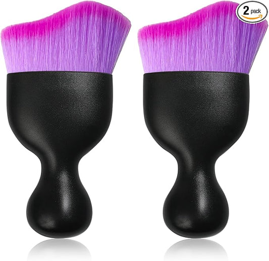 2 PCS Car Interior Detailing Brush, Curved Car Interior Cleaning Brush with Ultra Soft Bristles & Dust Cover, Scratch-Free Auto Dusting Brushes for Dashboard AC Vent Leather (Purple)