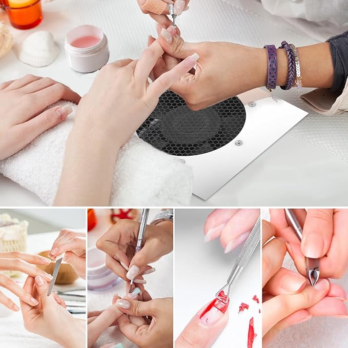 Powerful Nail Dust Collector Built in Table Desk Nail Vacuum Cleaner Professional Table Embedded Dust Extractor Vacuum Built in Desktop Nail Dust Collector Quiet Nail Fan Acrylic Nail Tools