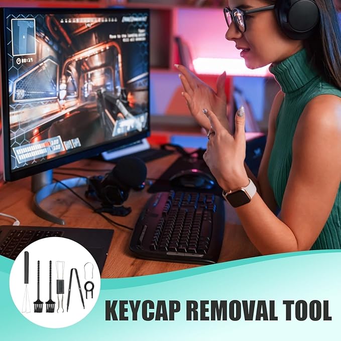 8 Piece Keyboard Keycap Remover, Switch Puller Set with Precision Tweezers and Cleaning Brushes, Keyboard Cleaning Kit Tool for Mechanical, Maintenance Kit for Deep Cleaning and Easy Component Removal