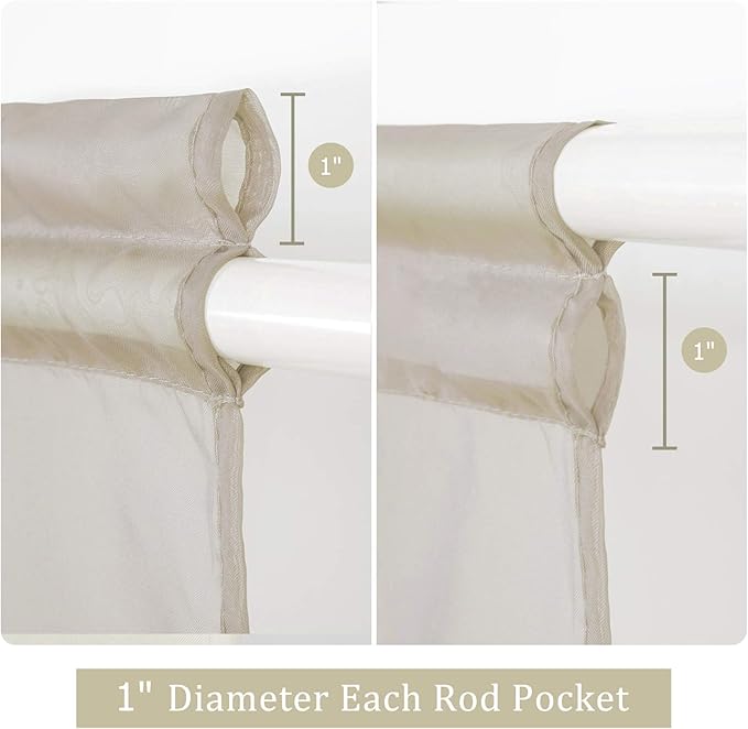 MIULEE 2 Panels Sidelight French Door Curtains Sheer Panels for Narow Window 25 x 72 Inches with Tieback -, Beige
