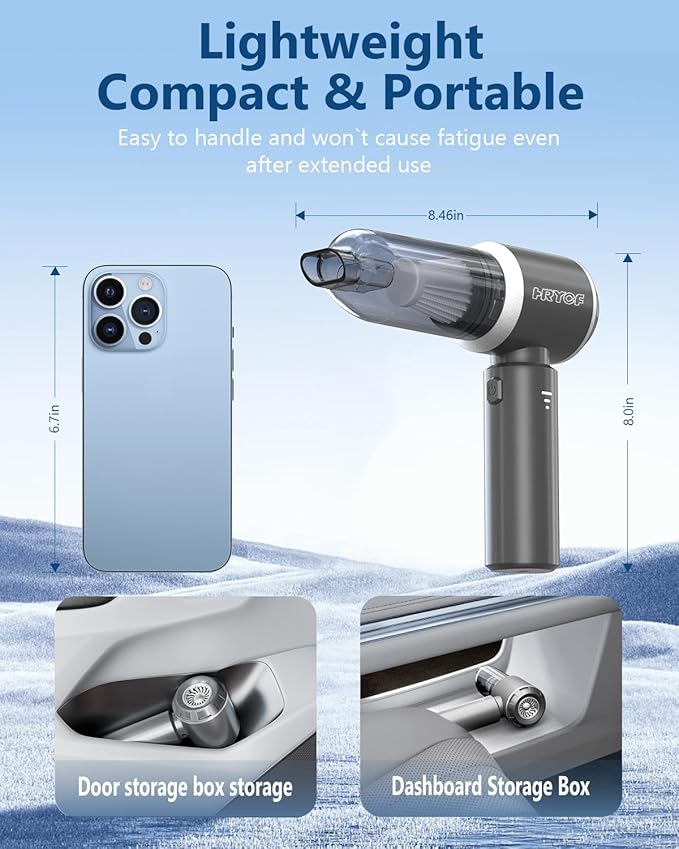 Professional Car Vacuum Cleaner, 20000Pa Powerful Handheld Vacuum for Car Interior Cleaning, Portable Cordless Mini Vacuum with Brushless Motor & Crevice Tool for Car