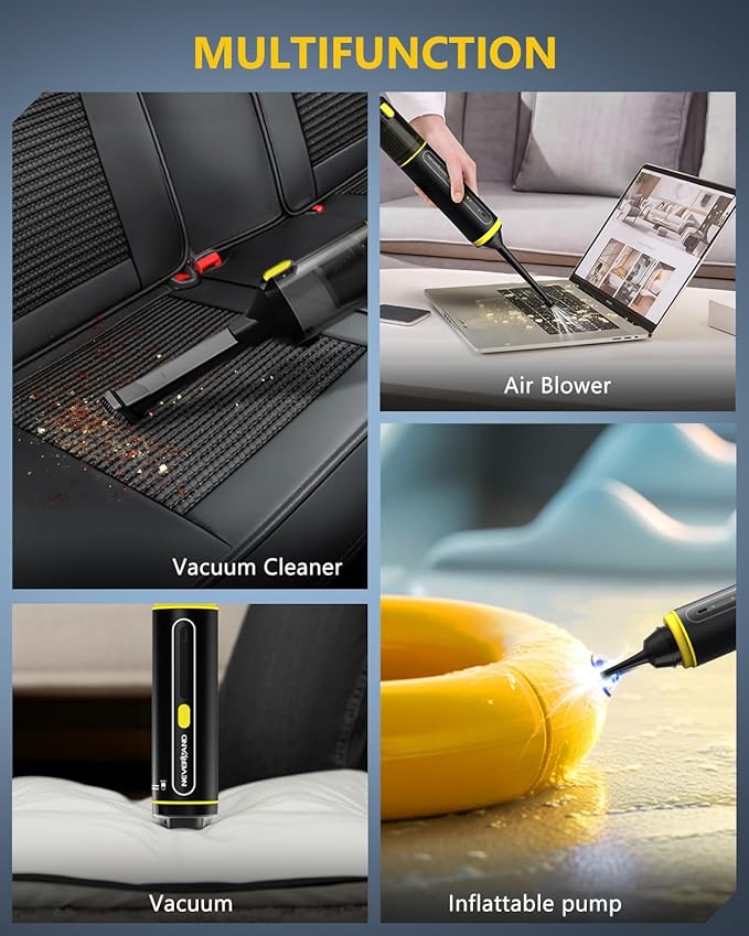 NEVERLAND Car Vacuum - 20000Pa Powerful Suction Mini Vacuum Cleaner Blowing & Inflating 4-in-1 Portable Vacuum Cordless for Car, Office Desk, Keyboards