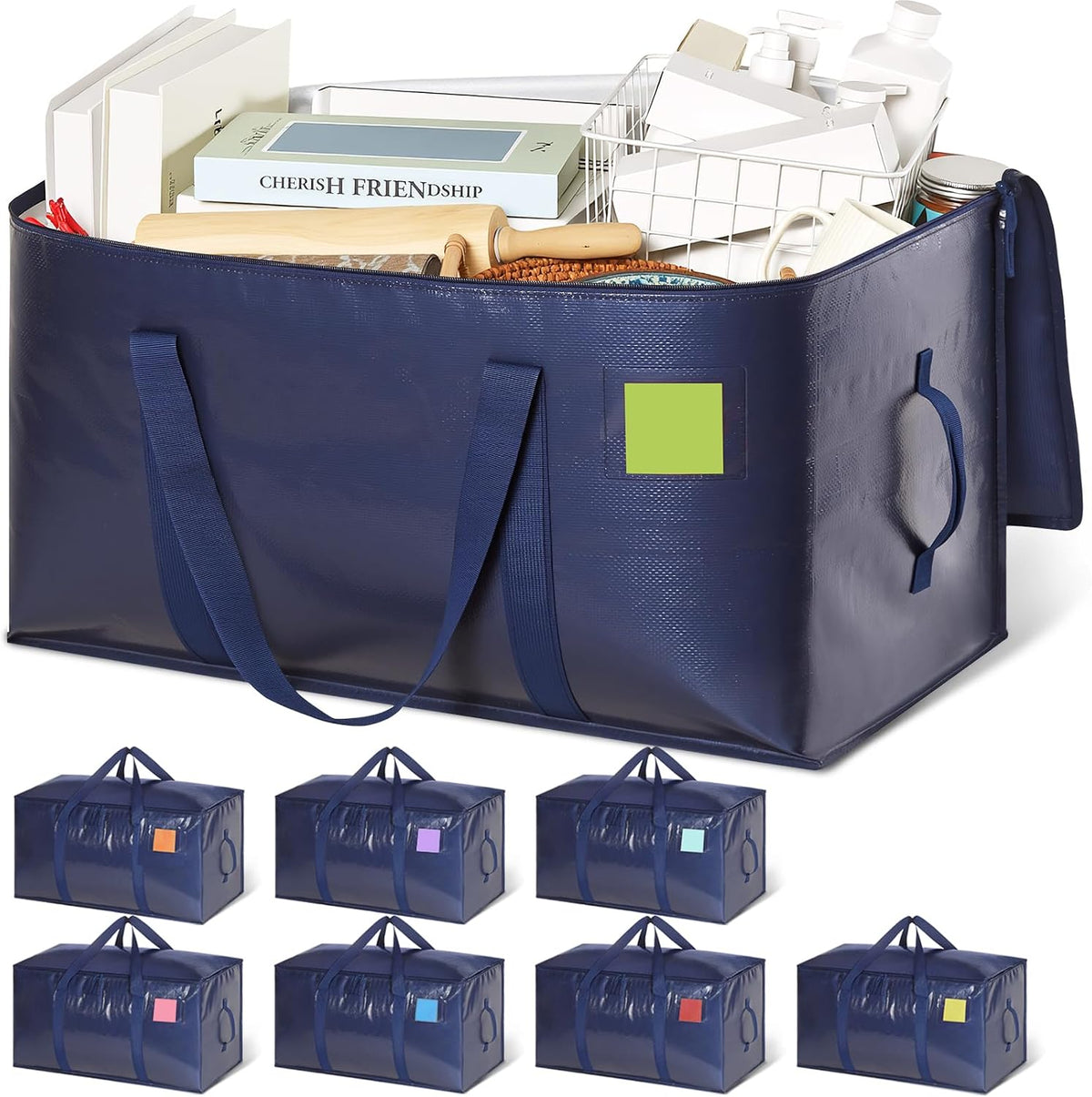 Heavy Duty Moving Bags Extra Large 110LBS Storage Bags, 8 Pack-Blue