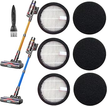 3Pack Acevac11 Hepa Replacement Filters and 3pack Sponge set Compatible with AFNOP Cordless Vacuum Cleaner, Washable and Durable Filters Works with AFNOP Upright Vac.(3.61in*3.61in*0.65in) - Cleanova