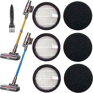 3Pack Acevac11 Hepa Replacement Filters and 3pack Sponge set Compatible with AFNOP Cordless Vacuum Cleaner, Washable and Durable Filters Works with AFNOP Upright Vac.(3.61in*3.61in*0.65in) - Cleanova
