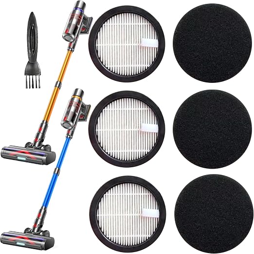 3Pack Acevac11 Hepa Replacement Filters and 3pack Sponge set Compatible with AFNOP Cordless Vacuum Cleaner, Washable and Durable Filters Works with AFNOP Upright Vac.(3.61in*3.61in*0.65in) - Cleanova