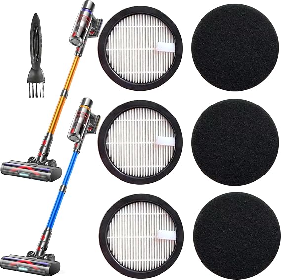3Pack Acevac11 Hepa Replacement Filters and 3pack Sponge set Compatible with AFNOP Cordless Vacuum Cleaner, Washable and Durable Filters Works with AFNOP Upright Vac.(3.61in*3.61in*0.65in) - Cleanova
