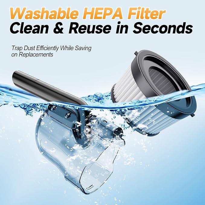 Cordless Handheld Vacuum Cleaner Compatible with DeWalt 20V Battery, 16000Pa Strong Suction, 2 HEPA Filters & 4 Nozzles, Lightweight Portable Vacuum for Car, Home, Garage – Tool Only