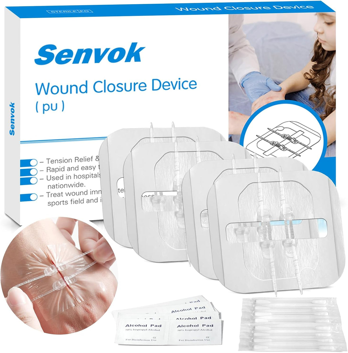 Sutures Butterfly Bandaids - 4 Pcs Laceration Closure Kit - Surgical Laceration Repair Without Sew - Quick Clot -Emergency Wound Closures Device (PU)