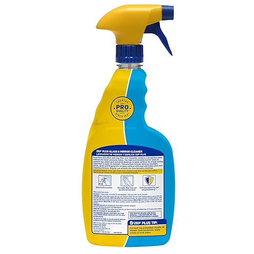 Zep Plus Glass & Mirror Foaming Cleaner 32 oz (2 Units) and a Blue Microfiber Rag ECBD025-2-Pack Ammonia-Free Anti-Fog Streak-Free Mirror and Glass Cleaning with a Reusable Rag