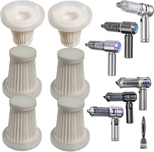 6 Pack Hepa Filters Compatible with Wirelume, NWDEY ST-6653PLUS,Yomile AD005, VNOST S9 Cordless Vacuum, Washable filters Works with CUGEFRE ST-6691Plus Handheld Car Vacuum - Cleanova