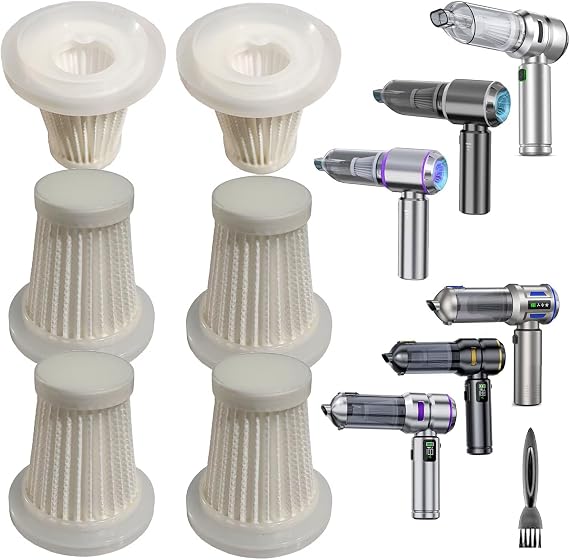 6 Pack Hepa Filters Compatible with Wirelume, NWDEY ST-6653PLUS,Yomile AD005, VNOST S9 Cordless Vacuum, Washable filters Works with CUGEFRE ST-6691Plus Handheld Car Vacuum - Cleanova