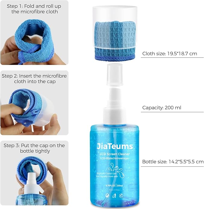 TV Screen Cleaner, Non-Drip Touchscreen Spray with Wiper for CD Disc Laptop Phone Tablet Computer Lens(200ml)