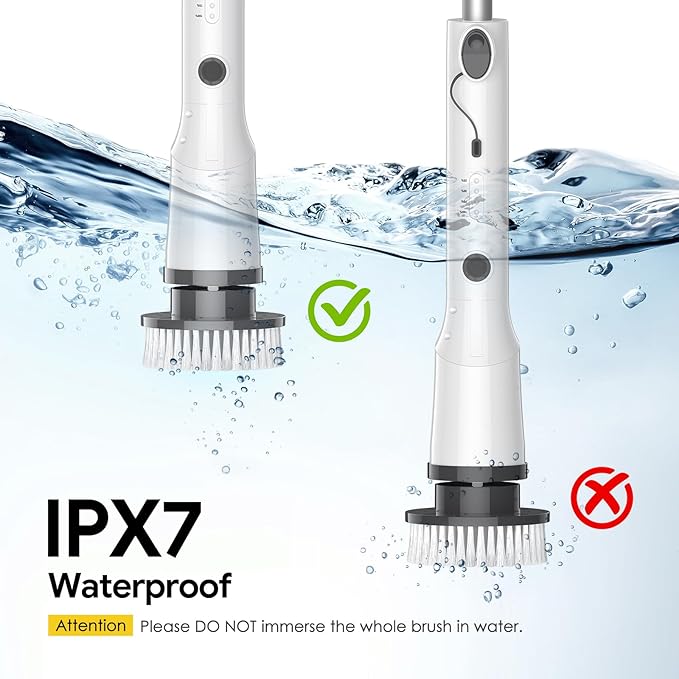 Electric Spin Scrubber,2026 New Cordless Cleaning Brush,Shower Cleaning Brush with 7 Replaceable Brush Heads, Power Scrubber 3 Adjustable Speeds,Detachable Long Handle & IPX7 Waterproof