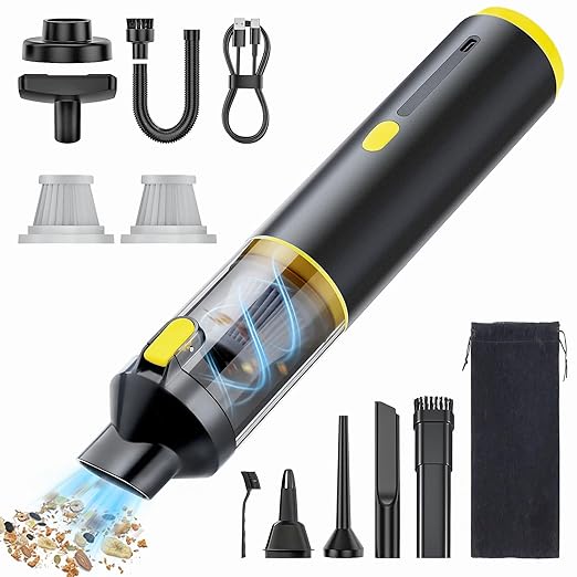 CROS Car Vacuum Cordless, 21000Pa Powerful Suction Handheld Cleaner for Car, Home & Pet Hair, 4-in-1 Portable Mini Vacuum with Multiple Attachments for Deep Cleaning, Type-C Rechargeable