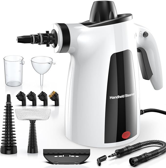 LABIGO Steam Cleaner, Pressurized Handheld Multi-Surface Natural Steam Cleaner with 12pcs Accessory & Safety Lock, Portable Steamer for Cleaning Home, Kitchen, Bathroom, Car, Upholstery, Grout, Window