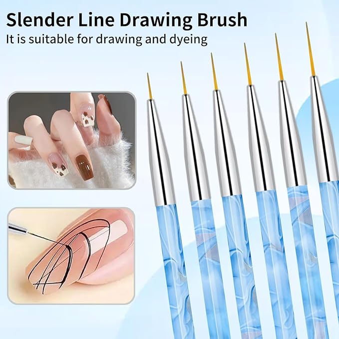 28Pcs Blue Nail Art Brush Set, Manicure Tool Kit with Acrylic Nail Brush, Builder Gel Brushes, Cuticle Brush, Dust Brush, Dotting & Liner Tool for Acrylic Powder Application, Sculpting & Cleaning