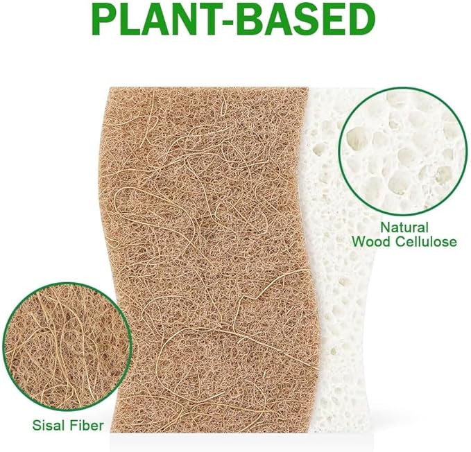 AIDEA Sponges Non Scratch, 24Count, Natural Sponge for Non Stick Cookware, Sponges Kitchen, Cellulose Scrub Sponge for Dishes, Cleaning Power for Kitchen, Bathroom, Household