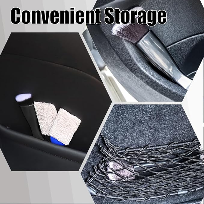 Double Head Brush for Car Clean, Cleaning Brush, Soft Car Detailing Brush, Universal Car Air Vent Cleaner Car Interior Accessories Fit for Cleaning Panels, Air Vent, Leather, Computer (Black)