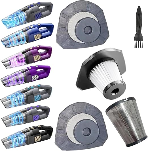 3Pack Hepa Filters +1Pack Steel Filter Replacement Compatible with Gxzsk LT-143 Handheld Car Vacuum, also Works with DBHAL LT-143ET and ZJZJ 143 Handheld Vacuum Cordless. Washable Filters. - Cleanova
