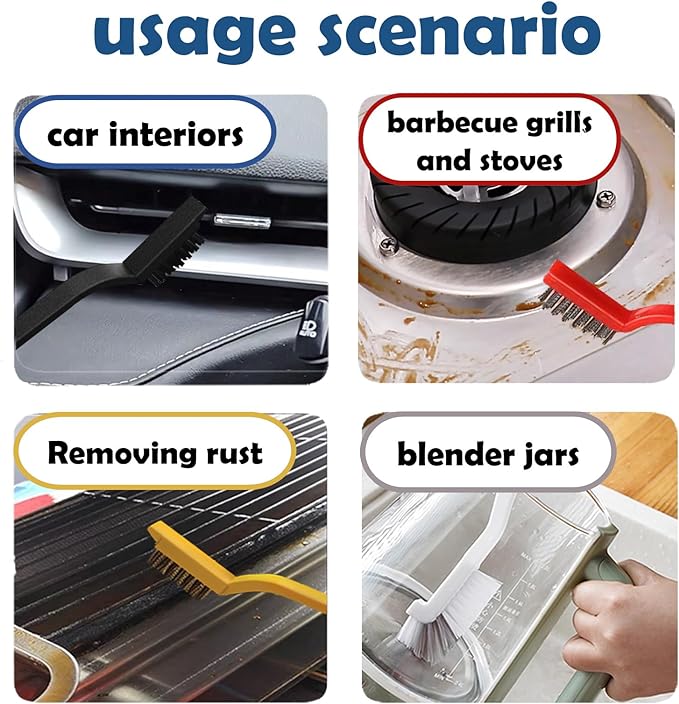 Betanull Crevice Cleaning Brush Set, Multi-Purpose Hard Bristle Brushes for Deep Cleaning Kitchen, Bathroom, Grout, Sink, Cup, Teapot, Bottle, Blender, Corners, Tight Spaces & More