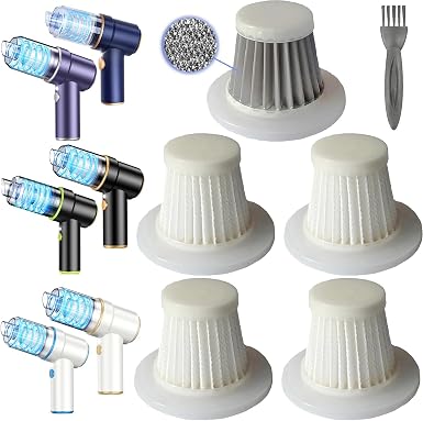 4Pack Hepa Filters+1Pack Steel Filter Replacement Compatible with KMM LT-117C Handheld Car Vacuum, Spare Parts or Accessories Work with CODN LT-117 Vacuum. - Cleanova