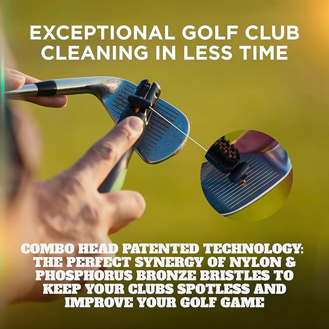 Frogger BrushPro Golf Club Cleaner with Ergonomic Grip and 2.5 ft. Retractable Cord - Sturdy Golf Club Brush and Groove Cleaner for Golfers