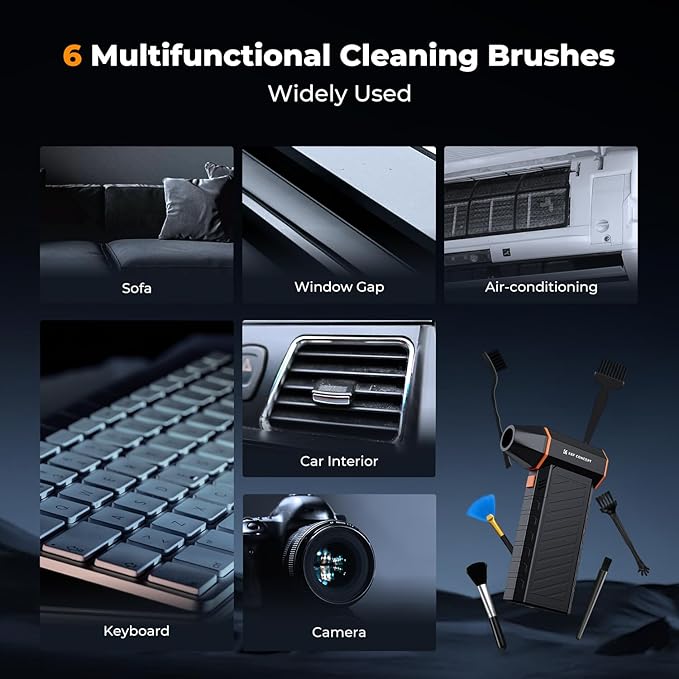 K&F Concept BS500M 2 in1 Magnetic Compressed Air Duster, Electric Air Duster|300000RPM Vacuum Cleaner|3 Gear|Super Wind Power|Rechargeable Brushless Motor|for Computer, Keyboard, Car, Outdoor Cleaning