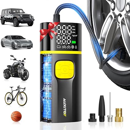AUXITO AS1 PRO Tire Inflator Portable Air Compressor - 150PSI Dual Cylinder 7800 mAh & 12V DC, Bike Pump Air Pump for SU