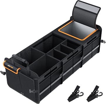 HEYTRIP Large Trunk Organizer With Built-in Leakproof Cooler Bag, 2 Tie-Down Straps, 4 Removable Dividers, Foldable Cove
