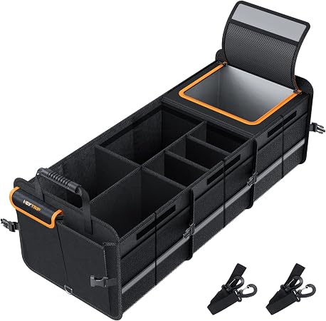 HEYTRIP Large Trunk Organizer With Built-in Leakproof Cooler Bag, 2 Tie-Down Straps, 4 Removable Dividers, Foldable Cove