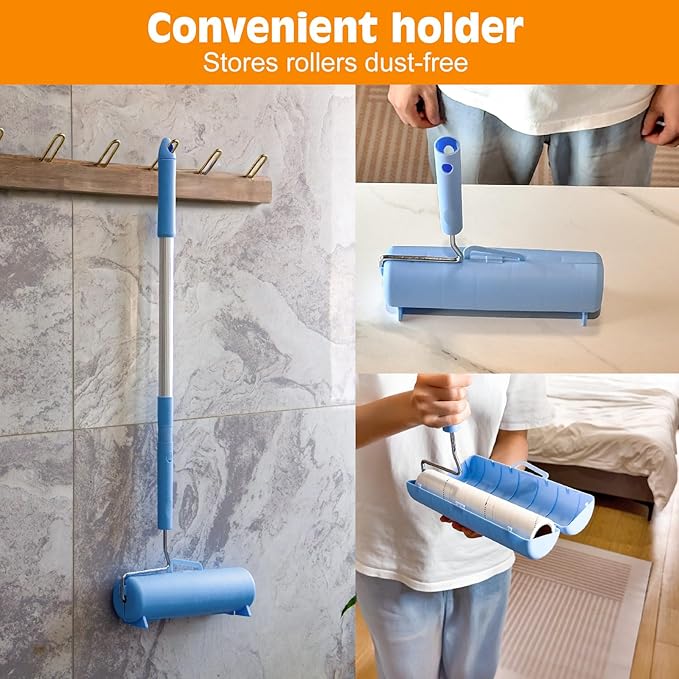 Large Lint Roller for Pet Hair Extra Sticky,10 Years Lifespan,9.45''/6.3" Pet Hair Removal Tool Roller for Dog Cat Hair,450 Sheets/5 Refills,Detachable Telescoping Extension Large Lint Roller