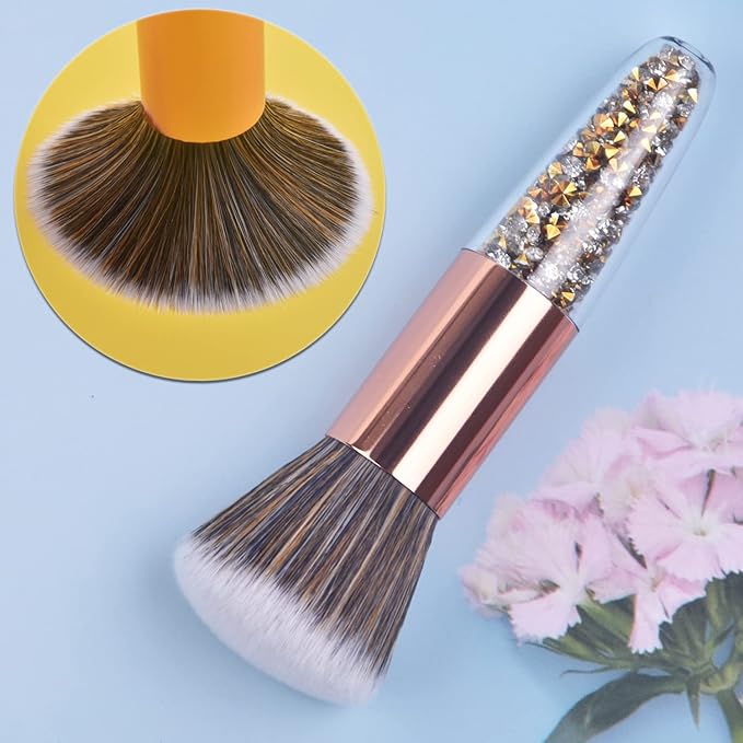 Nail Art Dust Powder Remover Brush Rhinestone Handle Nail Art Dust Cleaner Brush Professional Nail Art Tool for Acrylic Gel Nails