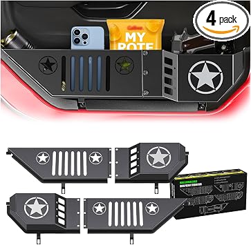 Grille Pattern Front Door Pocket Metal Storage Box for Jeep Wrangler JL JLU 4XE 2018-2025 & Gladiator JT 2020-2022 2023 