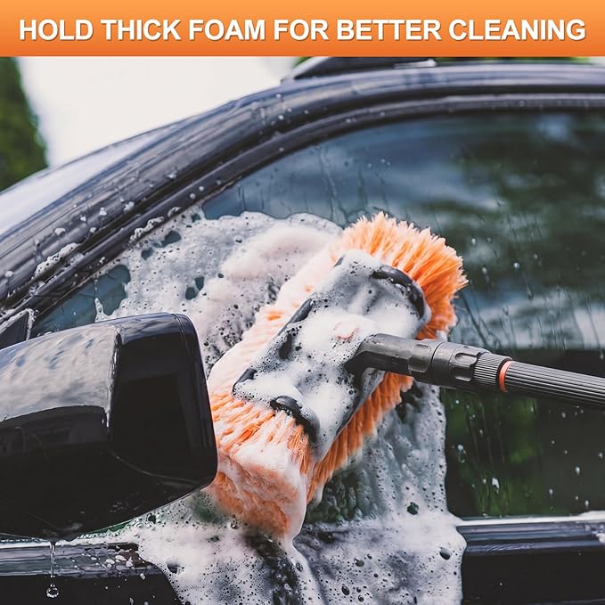 Tanlade 2 Pcs Car Wash Brush Head with Soft Detailing Bristle Flow Thru Car Cleaning Brush Exterior Wash Equipment for Auto Truck RV Boat Camper(12 Inch,Orange)