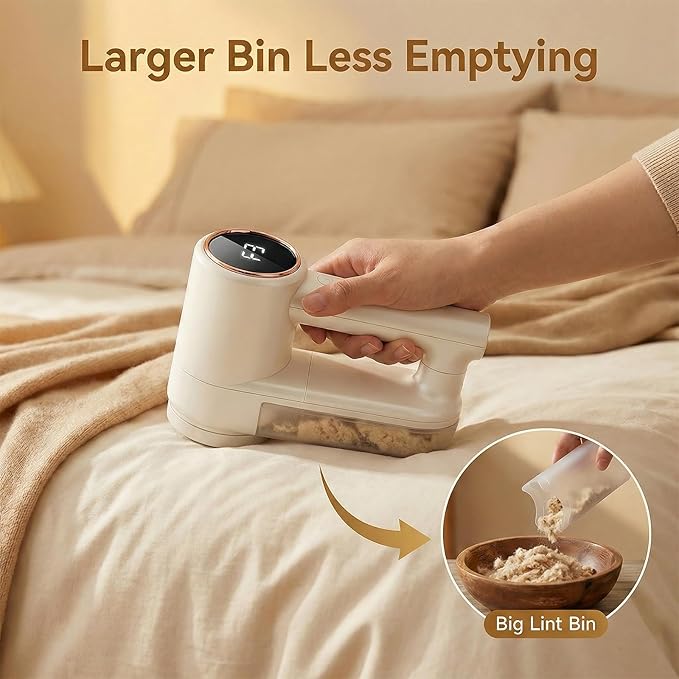 Fabric Shaver, Lint Shaver with 3 Speeds, Type-C Fast Charging Lint Remover, 6 Blade, LED Display, Sweater Shaver with 2 Replacement Blades, Pilling Remover for Clothes, Couch, Blanket