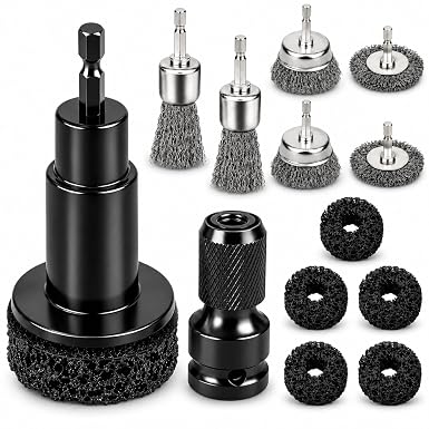 Wheel Hub Cleaning Tool, Brake Rotor Resurfacing Kit - 5 Pads & Coarse Carbon Steel Crimping Wire Wheel Brush, Rust Remo