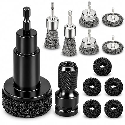 Wheel Hub Cleaning Tool, Brake Rotor Resurfacing Kit - 5 Pads & Coarse Carbon Steel Crimping Wire Wheel Brush, Rust Remo