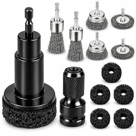 Wheel Hub Cleaning Tool, Brake Rotor Resurfacing Kit - 5 Pads & Coarse Carbon Steel Crimping Wire Wheel Brush, Rust Remo