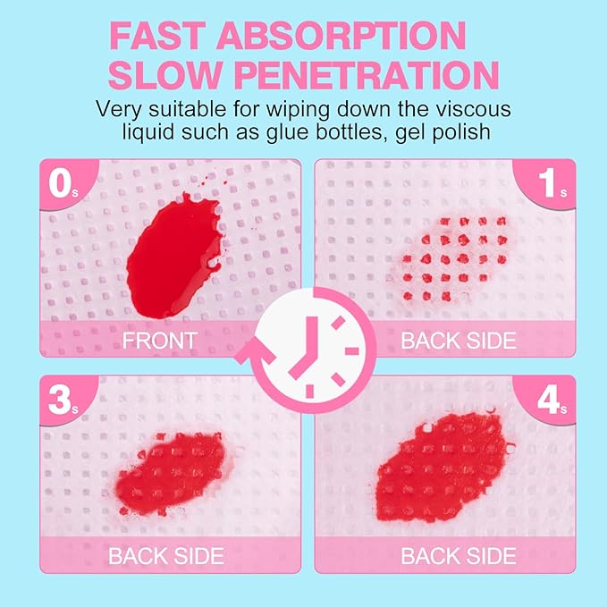 Lint Free Nail Wipes, 400PCS Lint Free Wipes Non-woven Fabric Nail Polish Remover Super Absorbent Soft Cotton Pads for Lash Extensions Glue Cleaning Salon Supplies & Home DIY