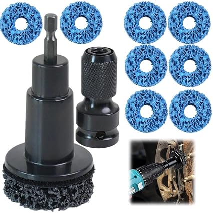 Wheel Hub & Brake Stud Cleaning Kit - 8 Heads, Rust Removal, Fits Drill