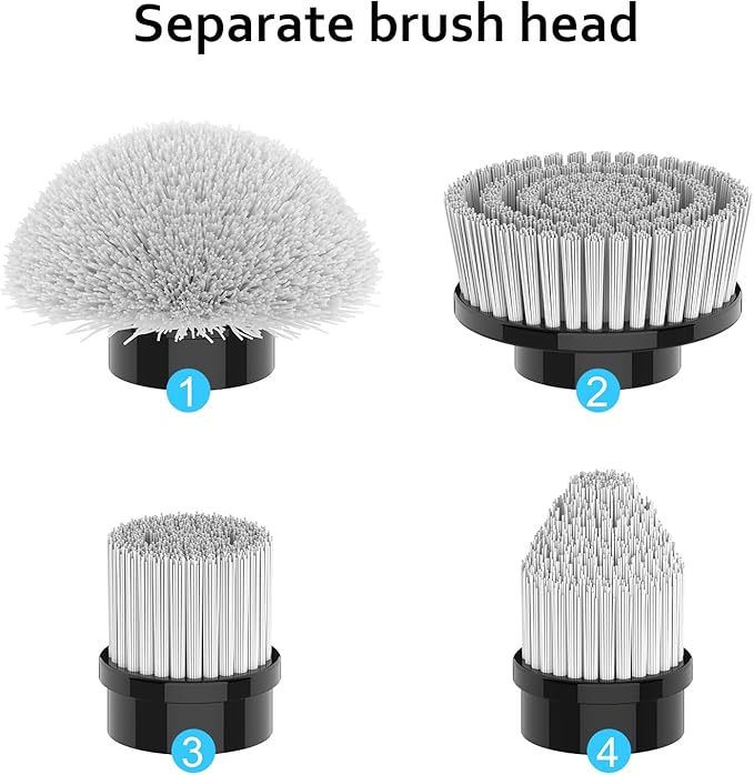 TUYU Replaceable Brush Heads Electric Spin Scrubber,4 Pack Brush Heads & 4 pcs Extra Brushes Kit, Cordless Spin Scrubber Power Cleaning Brush for Bathroom Floor