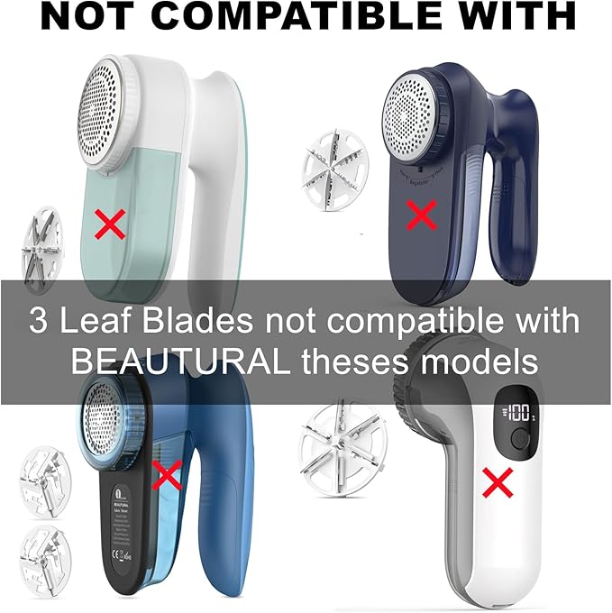 (ONLY for 3-Leaf) Compatible with Beautural Fabric Shaver Replacement Blades,Sweater Defuzzer Refills Fit for Beautural Fabric Shaver and Lint Remover Replacement Blades,3Pcs