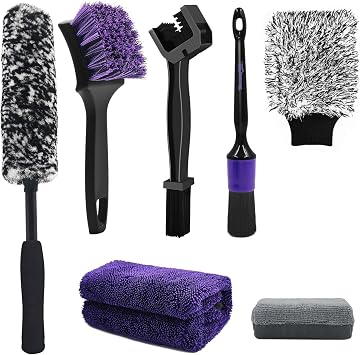 YeewayVeh 7PCS Motorcycle Cleaning & Polishing Kit, All-in-One, Purple